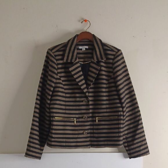 Striped Brown and Black Women's Jacket - Picture 1 of 15